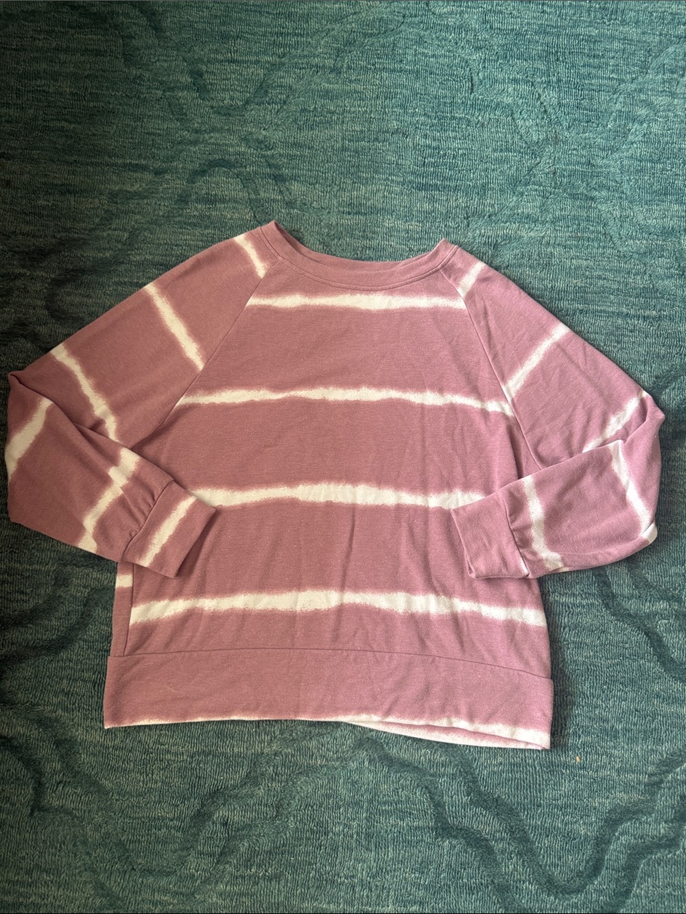Kaileigh Mauve and White Striped Tie-Dye Pullover